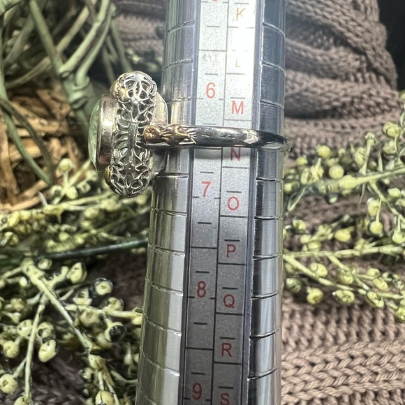 Vintage Art Deco 14K Two-Tone green tourmaline ring - Picture 7 of 7